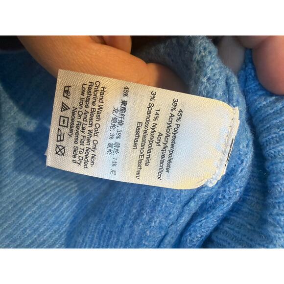 DKNY Jeans Light Blue Button-Sleeve Ribbed Knit Sweater — XL - Picture 4 of 5